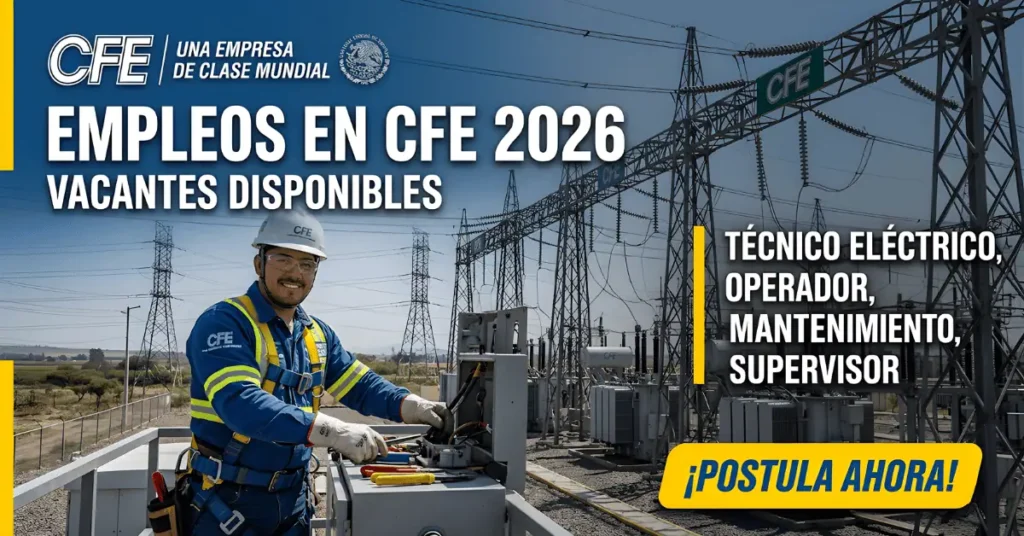 ¡CFE está contratando! Empleos en México 2026 con sueldos de hasta $22,000 y cómo postular paso a paso